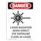Signmission OSHA Danger Sign, Laser Radiation Avoid, 18in X 12in Decal, 12" W, 18" H, Portrait OS-DS-D-1218-V-1415 - alternate 1